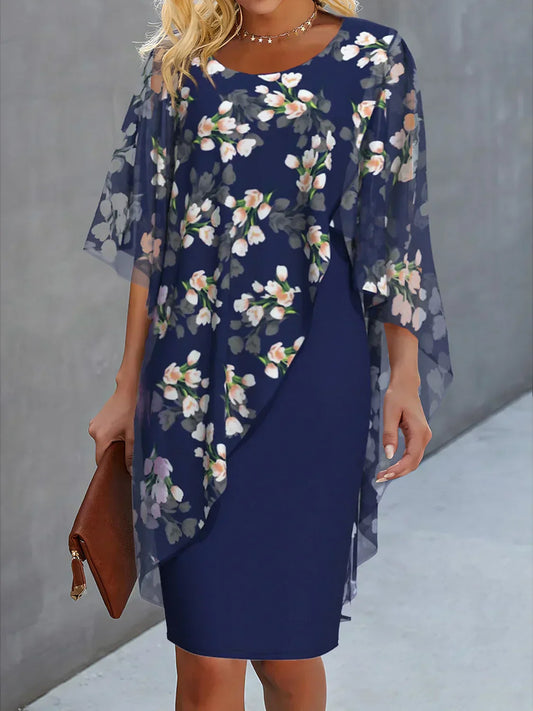Lea – Rochie scurtă cu flori și capă