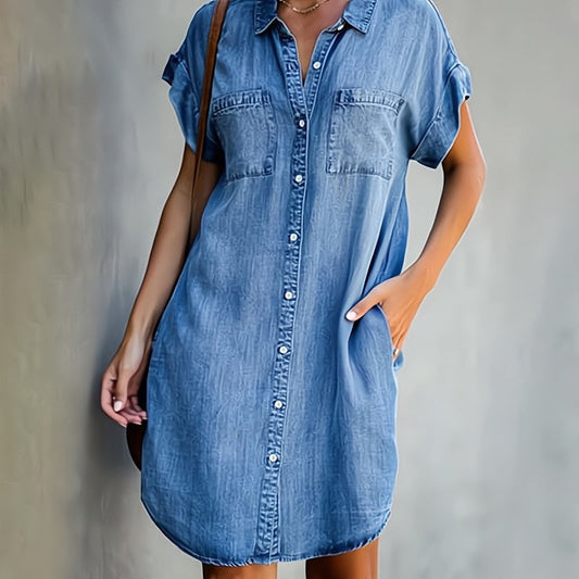 Romy – Rochie cămașă scurtă cu nasturi