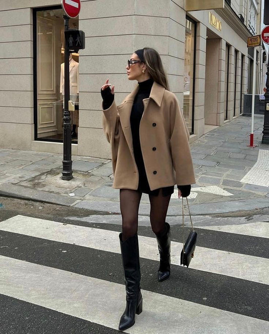 Elena – Manteau Oversize din Lână Amestec Dublu-Breasted