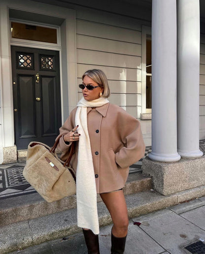Elena – Manteau Oversize din Lână Amestec Dublu-Breasted
