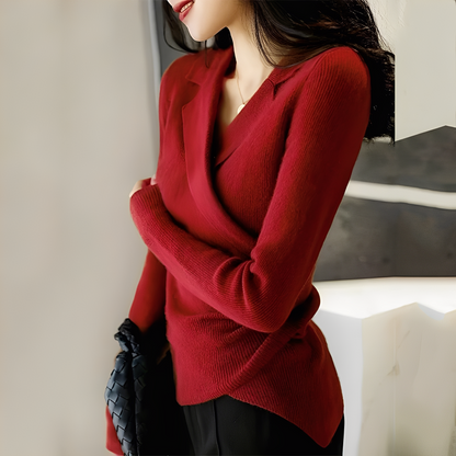 Myrtle - Pulover clasic asimetric, strâns pe corp, pentru femei