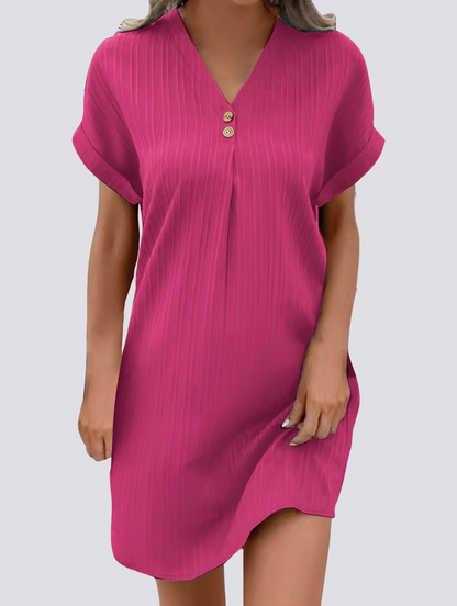 Irene - Rochie elegantă, lejeră cu decolteu în V pentru femei