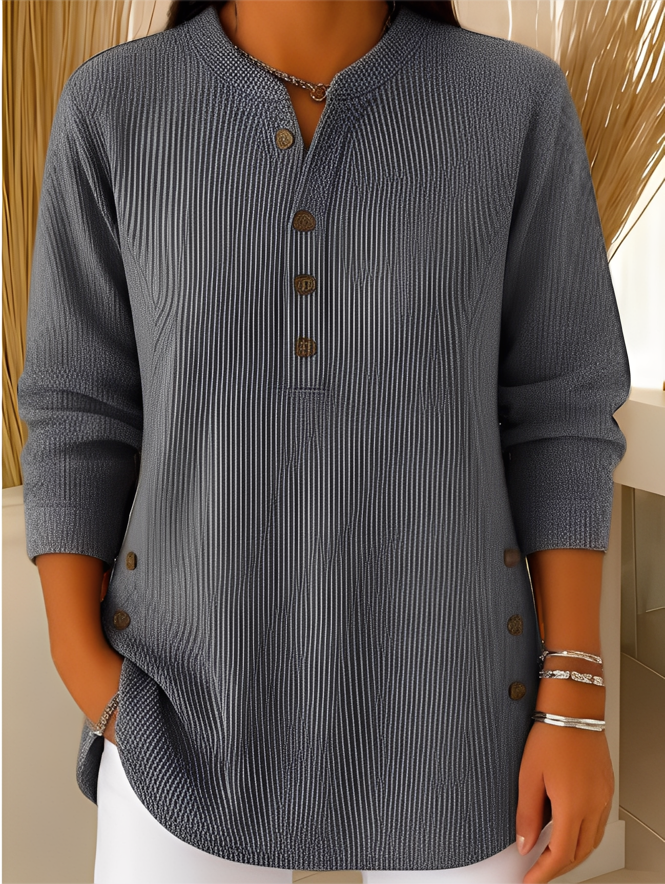 Jocelyn - Pulover lejer tricotat cu nasturi pentru femei