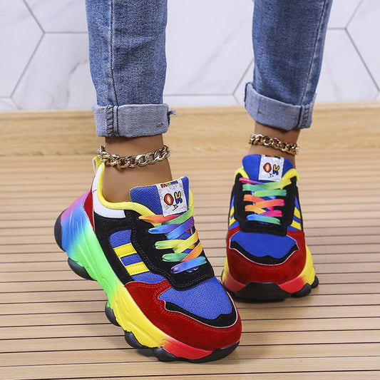 Jolie - Pantofi sport colorați cu talpă groasă pentru femei