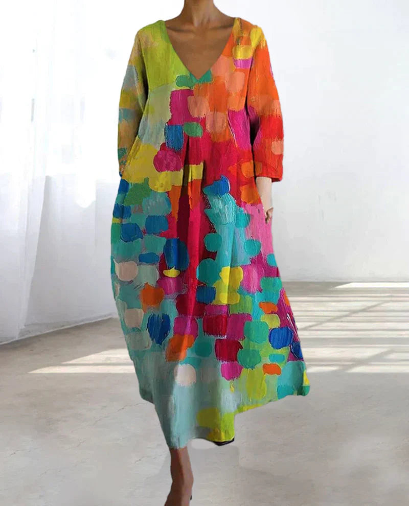 Noemi – Rochie Largă cu Imprimare Artistică