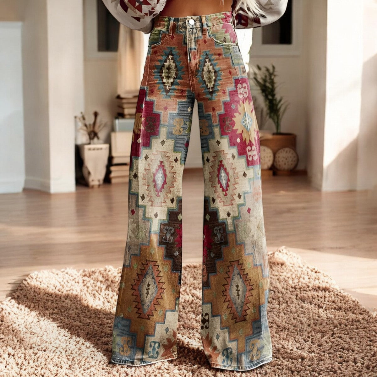 Hannah – Pantalon Larg Imprimat Floral