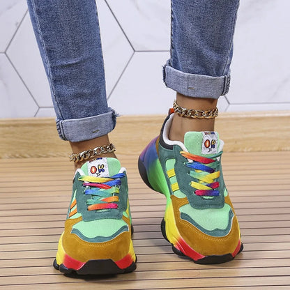 Jolie - Pantofi sport colorați cu talpă groasă pentru femei