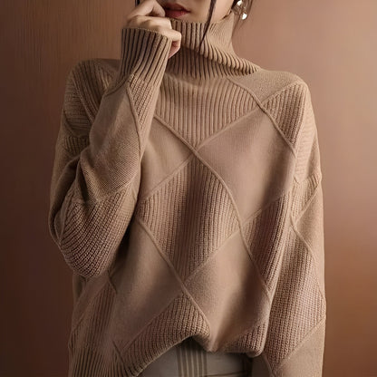 Lyndsea - Pulover relaxat cu guler înalt pentru femei