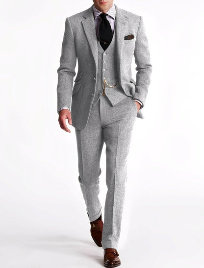 Desmond - Tuxedo din tweed în trei piese pentru bărbați, elegant