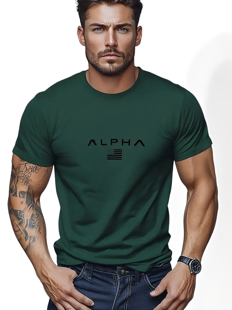 Neal - Tricou simplu cu guler rotund pentru bărbați
