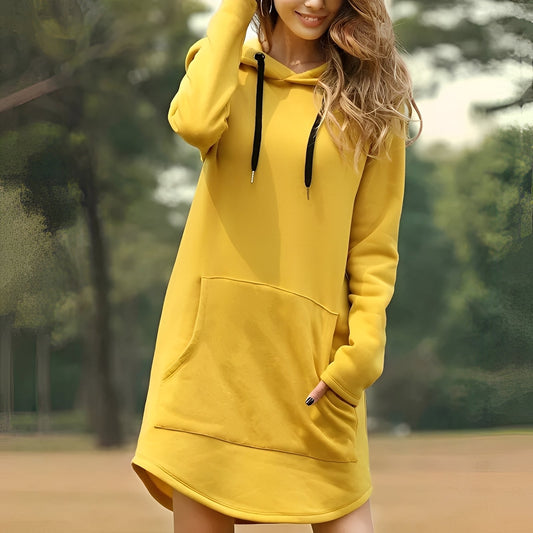Lorraine - Rochie lungă lejeră cu glugă pentru femei