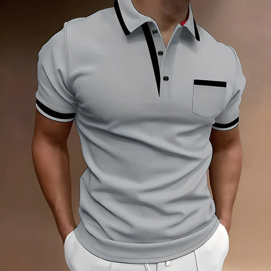 Callahan - Tricou polo stilat cu buzunar pentru bărbați