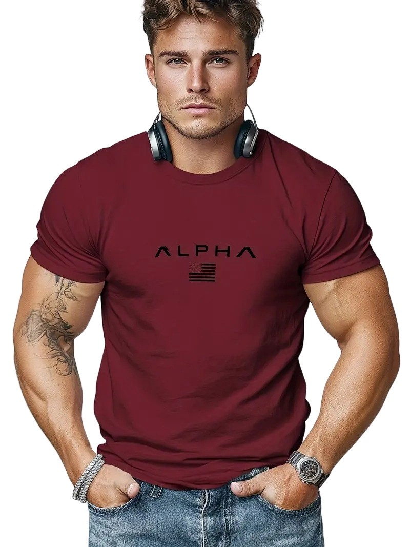 Neal - Tricou simplu cu guler rotund pentru bărbați