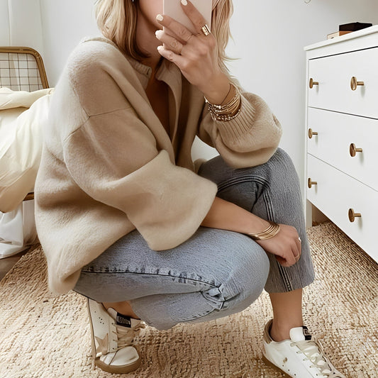 Mildred - Cardigan oversize tricotat pentru femei, confortabil și călduros