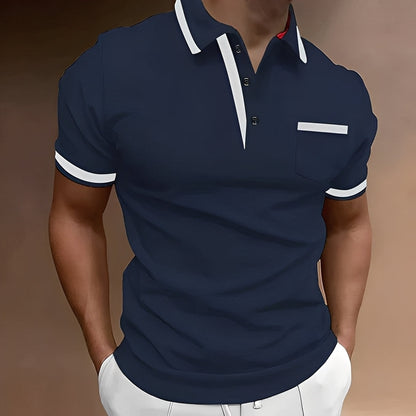 Callahan - Tricou polo stilat cu buzunar pentru bărbați