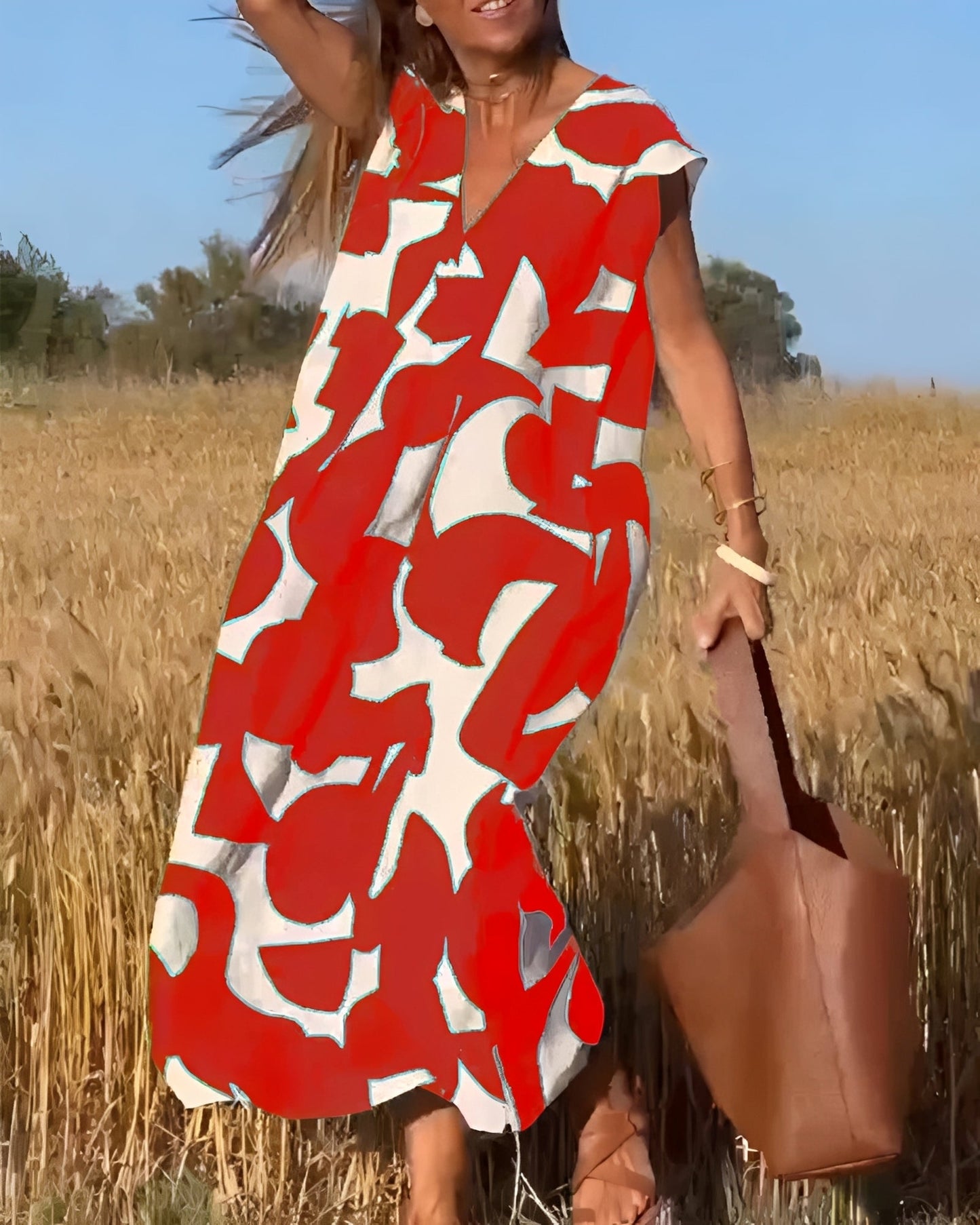 Darcie - Rochie comodă cu decolteu în V pentru femei