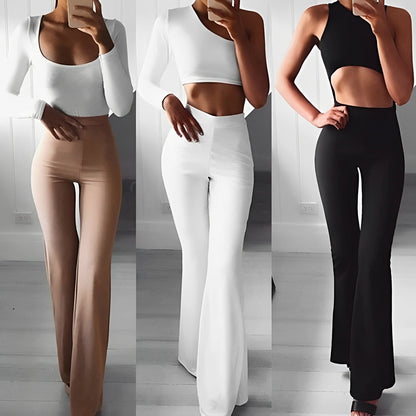 Elise – Elegante Pantaloni Evazați cu Talie Înaltă pentru Femei