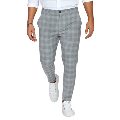 Deacon - Pantaloni Casual Slim-Fit cu Carouri pentru Bărbați