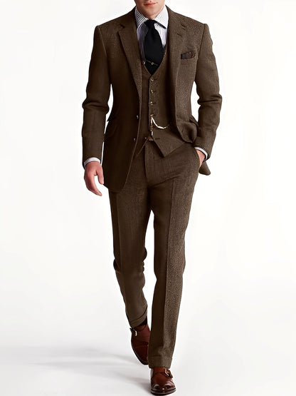 Desmond - Tuxedo din tweed în trei piese pentru bărbați, elegant