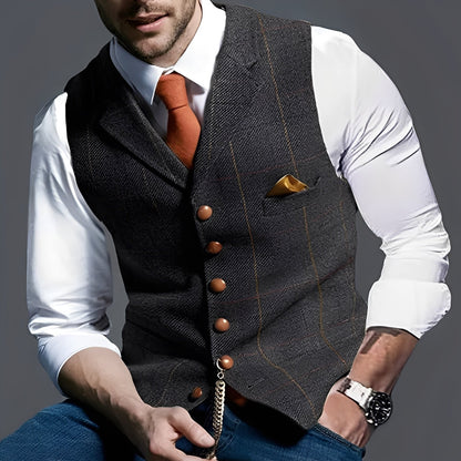 Arnold - Vestă elegantă îngustă cu model în carouri pentru bărbați