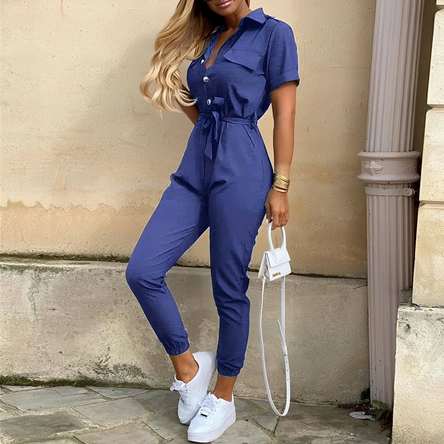 Cecilia – Salopetă Elegantă cu Talie