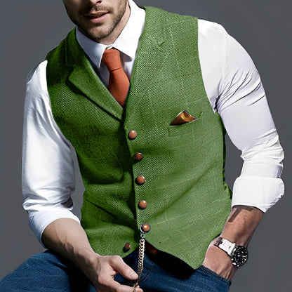 Arnold - Vestă elegantă îngustă cu model în carouri pentru bărbați
