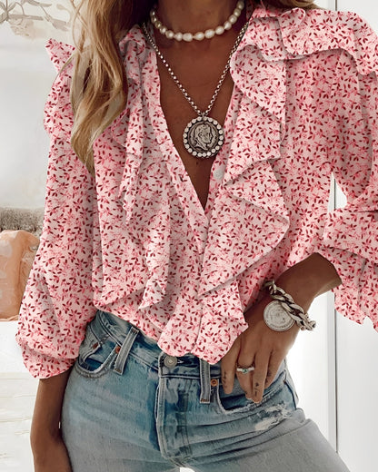 Arielle – Bluză feminină cu volane și model fluture