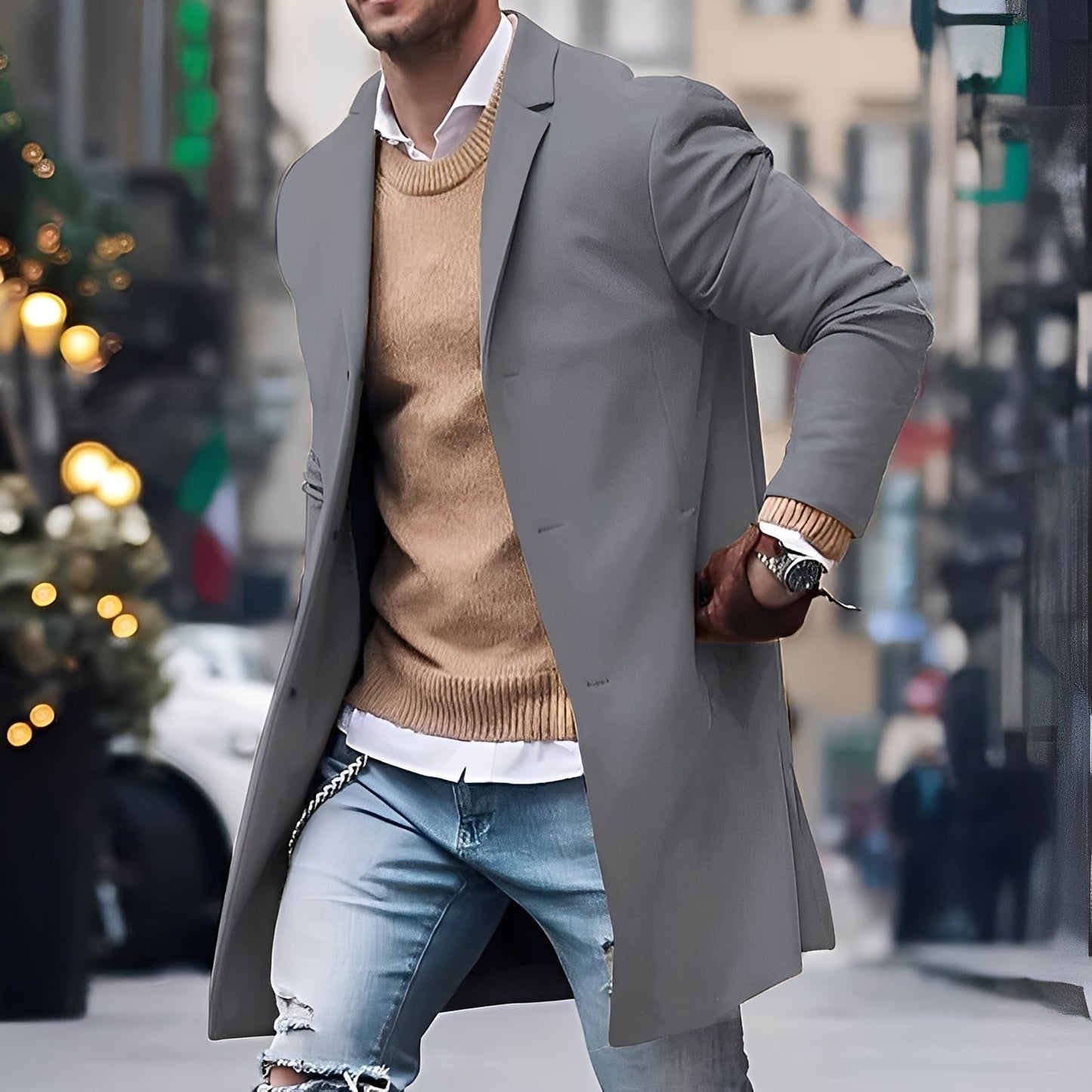 Landen - Pelerină elegantă cu guler întors pentru bărbați