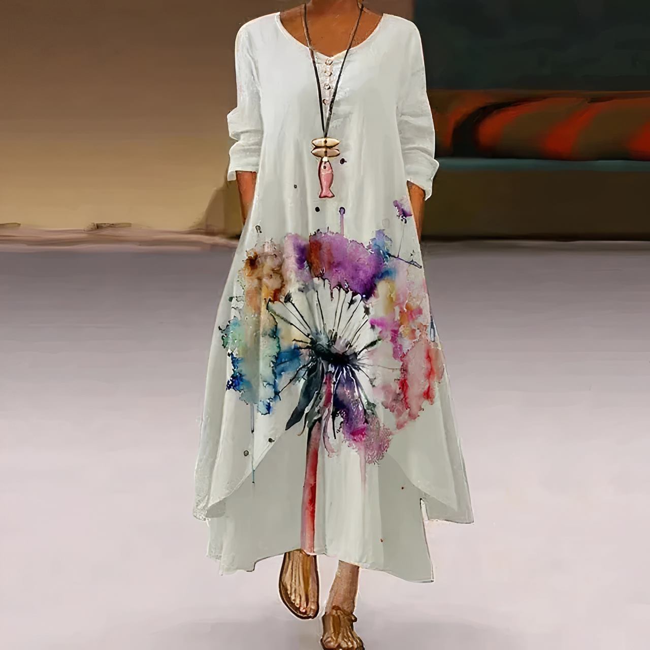 Kalin - Rochie elegantă cu tiv asimetric pentru femei