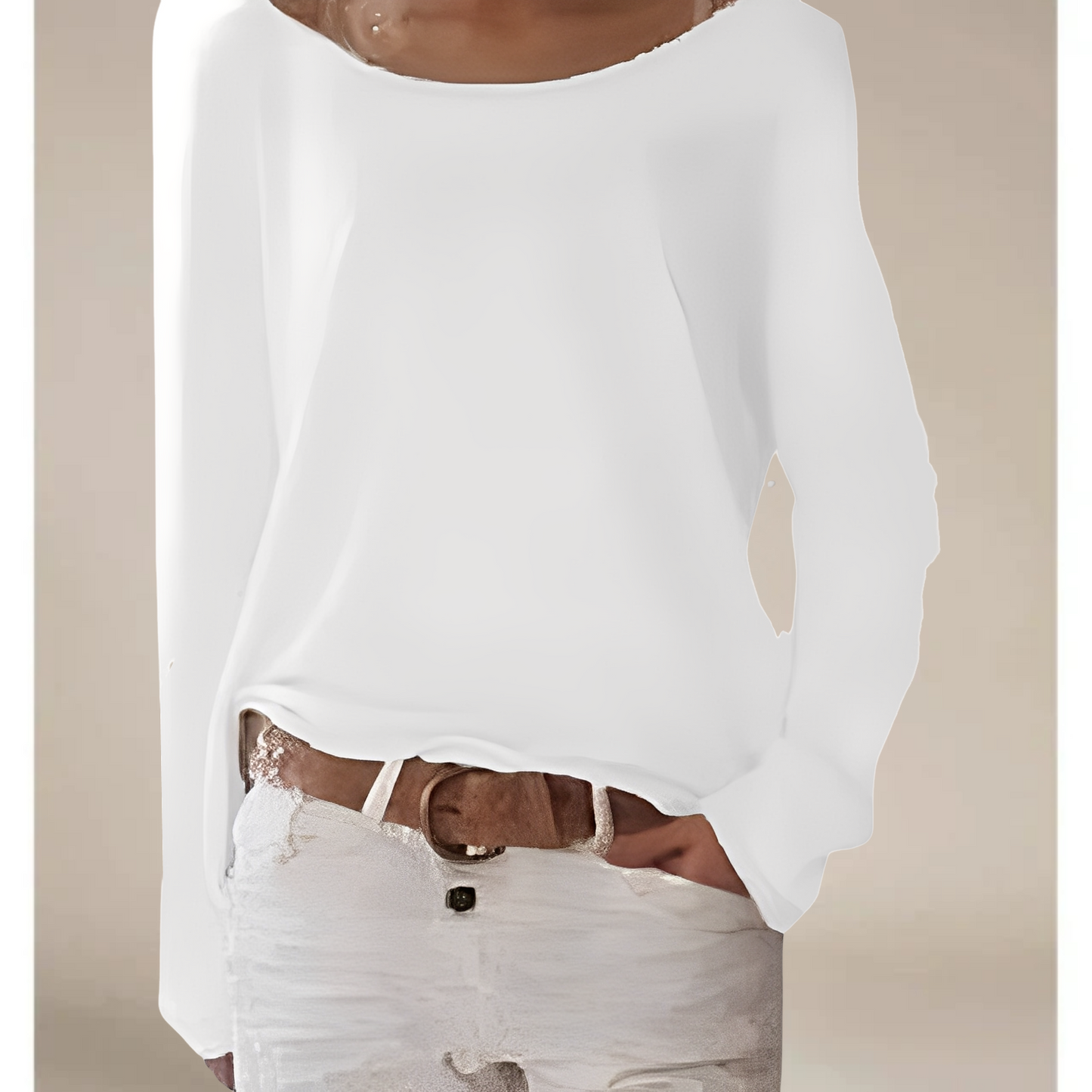 Alexa – Pulover fin cu guler rotund ușor