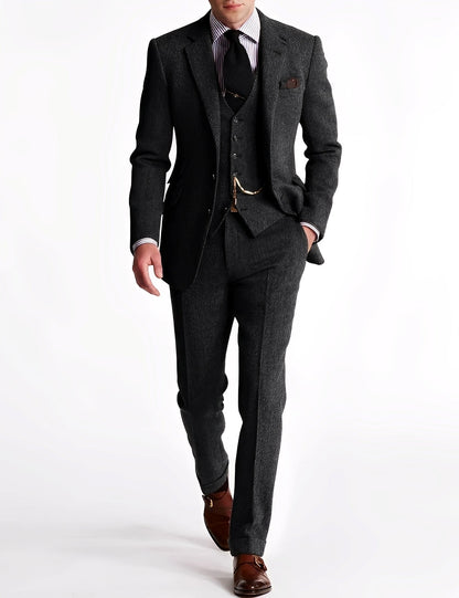 Desmond - Tuxedo din tweed în trei piese pentru bărbați, elegant