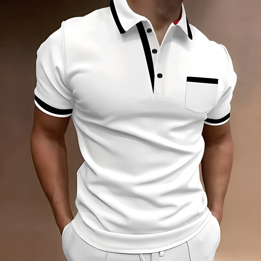 Callahan - Tricou polo stilat cu buzunar pentru bărbați
