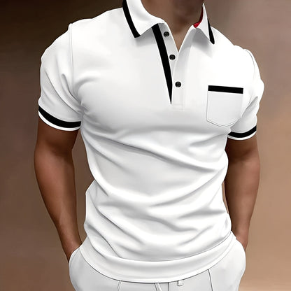 Callahan - Tricou polo stilat cu buzunar pentru bărbați