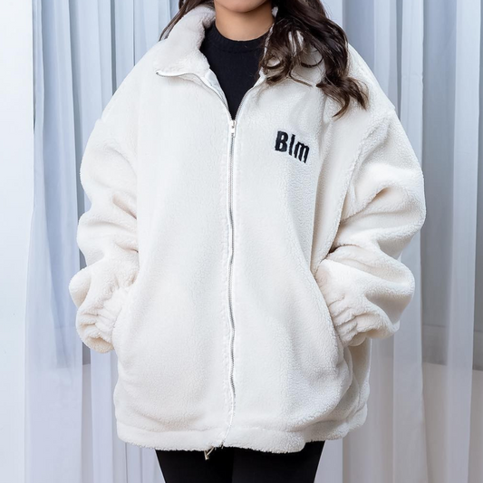 Geacă Oversize din Fleece Crem