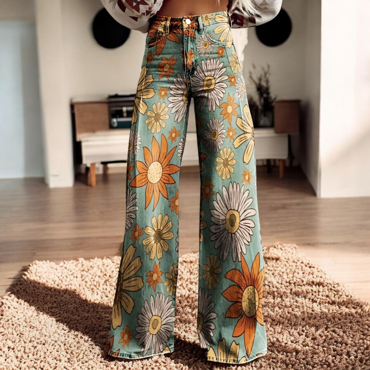 Hannah – Pantalon Larg Imprimat Floral